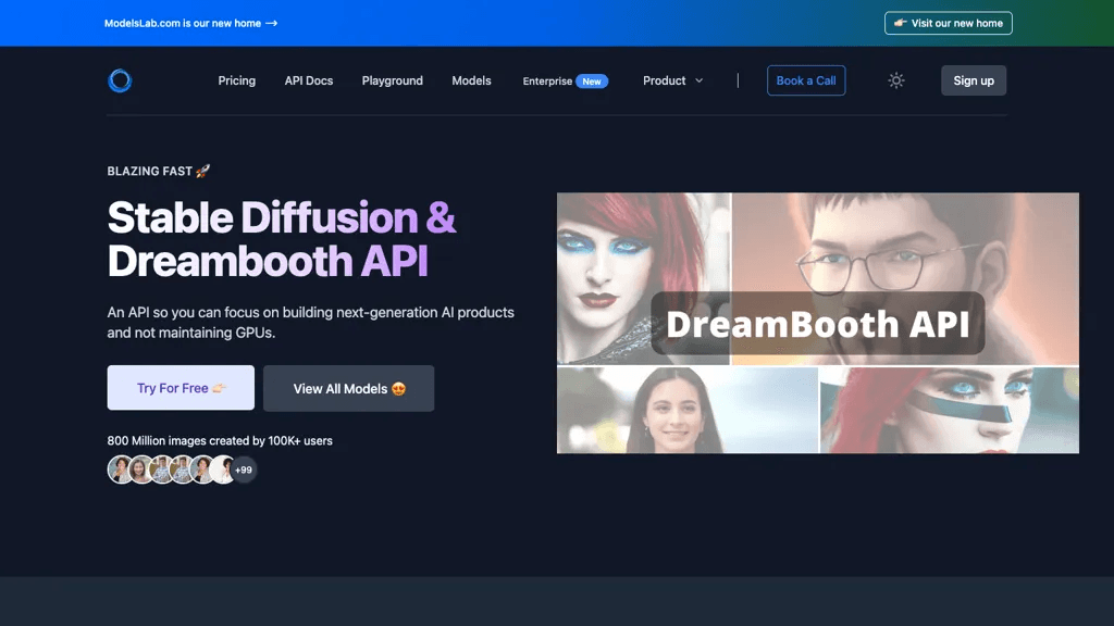stablediffusion api 官网截图