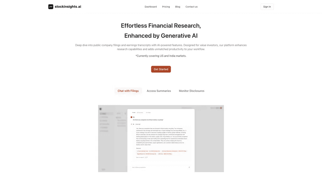 StockInsights AI 官网截图