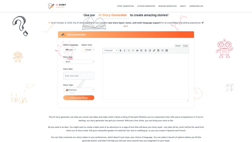 StoryGenerate.io 官网截图