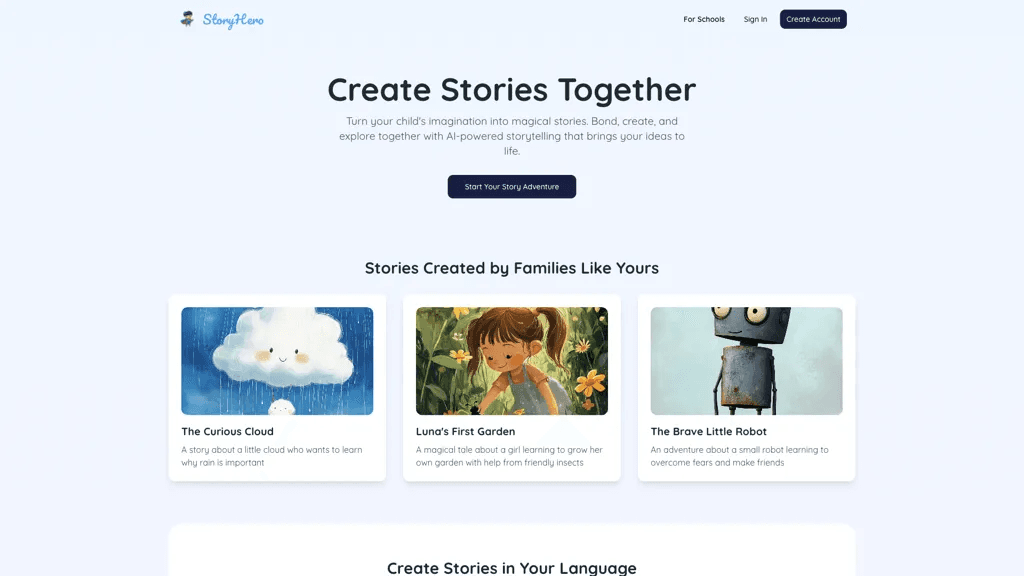 StoryHero 官网截图