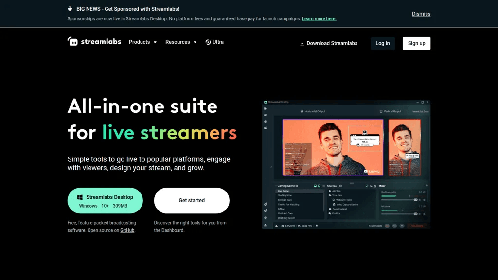 Streamlabs 官网截图