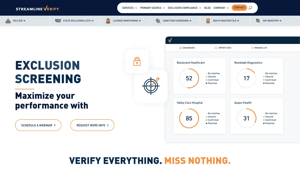 Streamline Verify 官网截图