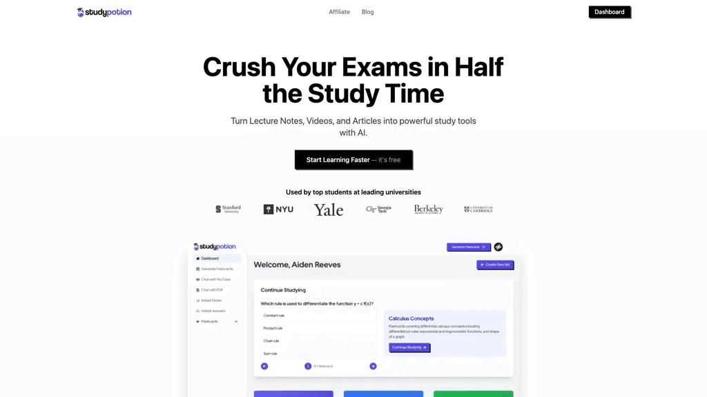 Study Potion AI 工具截图