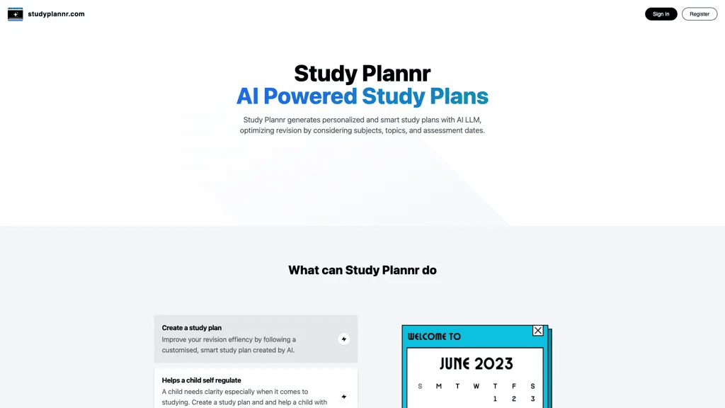 StudyPlannr 官网截图