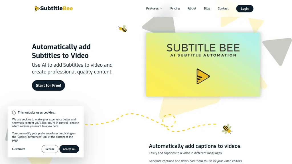SubtitleBee 官网截图