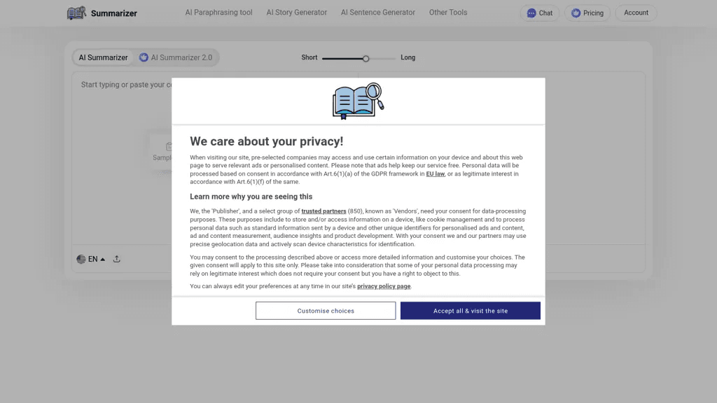 summarizer.org 工具截图