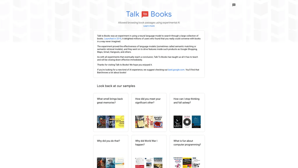 Talk to Books (Google) 工具截图