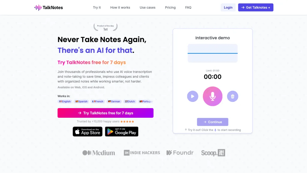 TalkNotes 工具截图