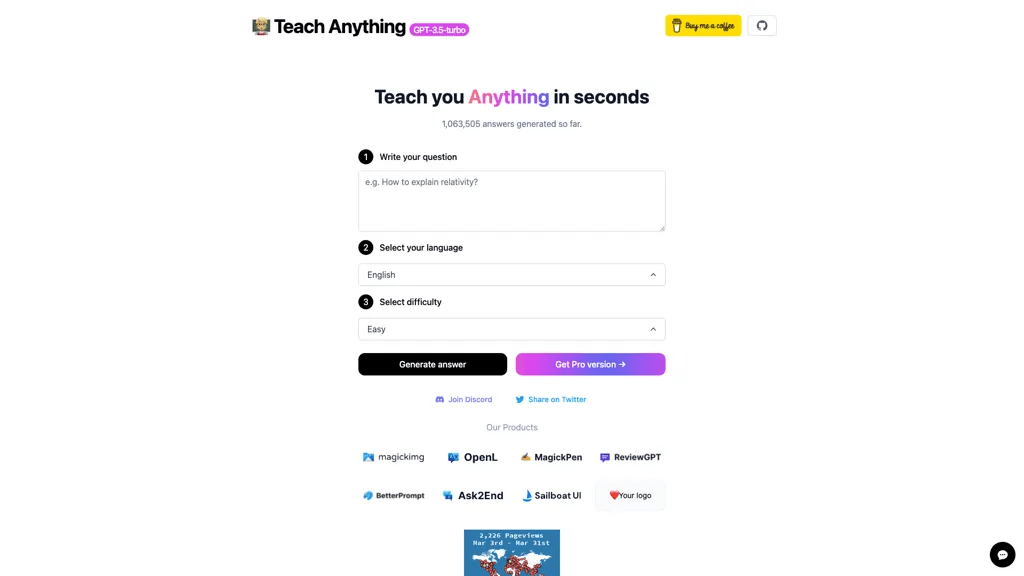 Teach Anything 官网截图