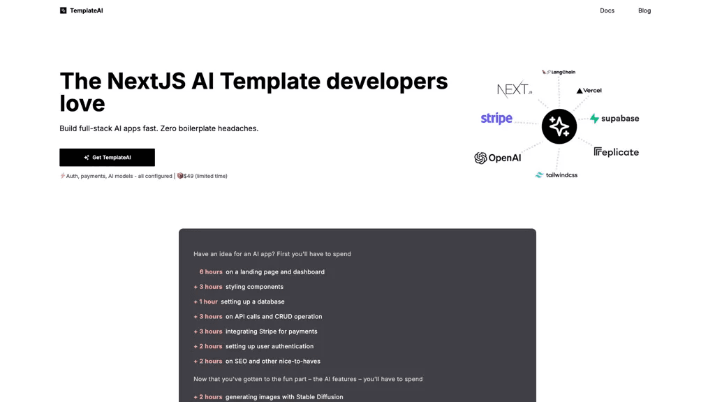 TemplateAI 官网截图