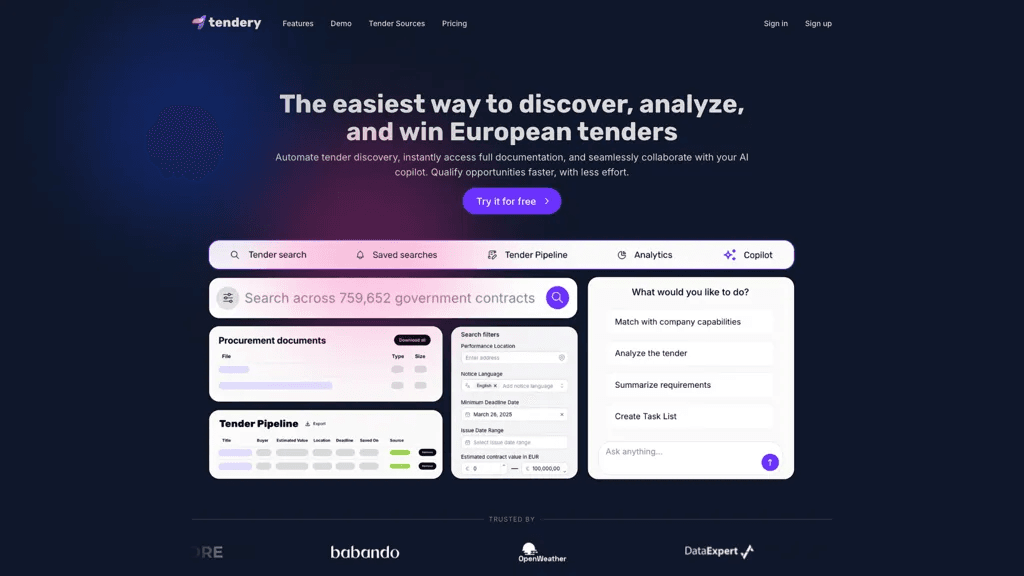 Tendery.ai 工具截图