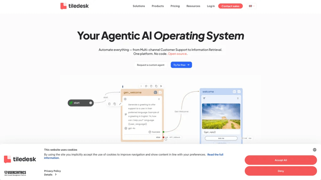 Tiledesk 官网截图