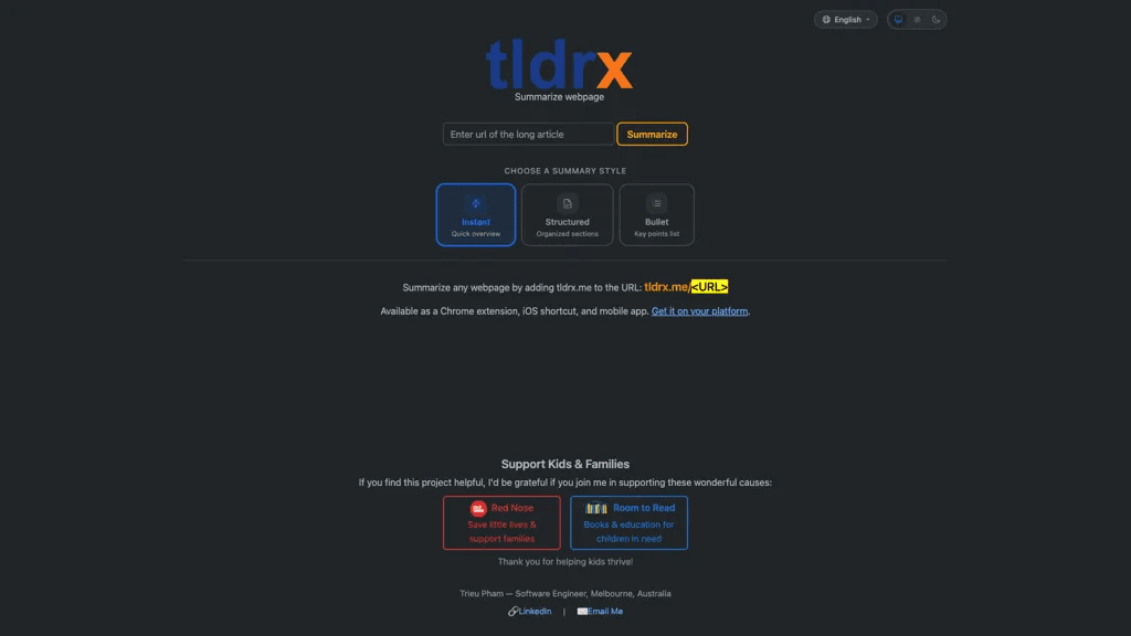 TLDRX 官网截图