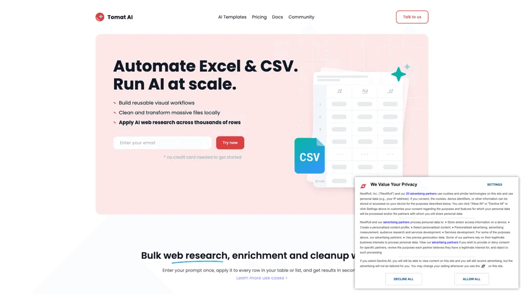 Tomat.AI 官网截图