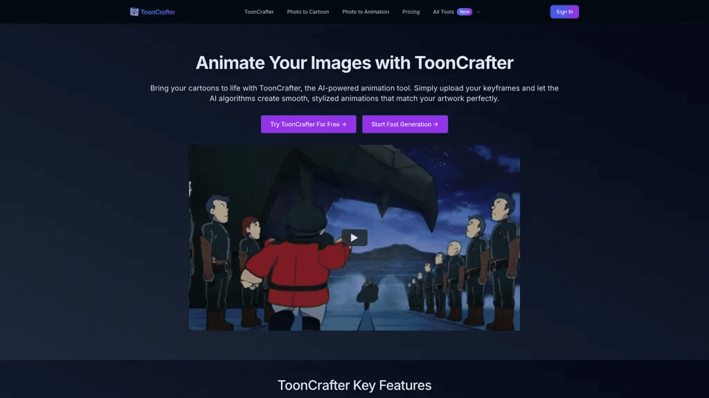 ToonCrafter 官网截图