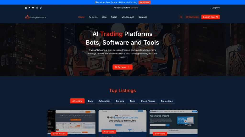 Tradingplatforms.ai 官网截图