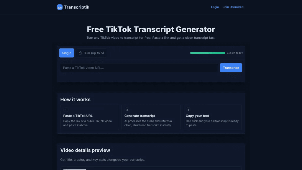 Transcriptik AI 工具截图