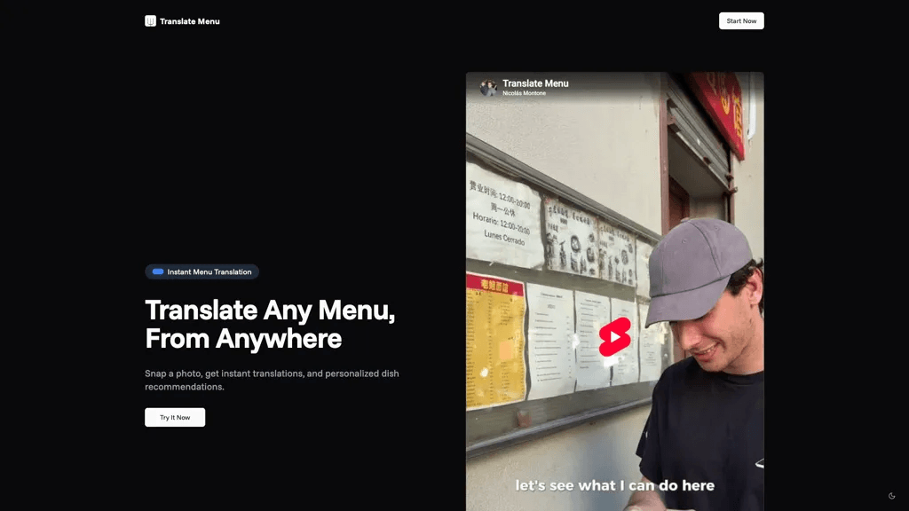 Translate Menu 官网截图