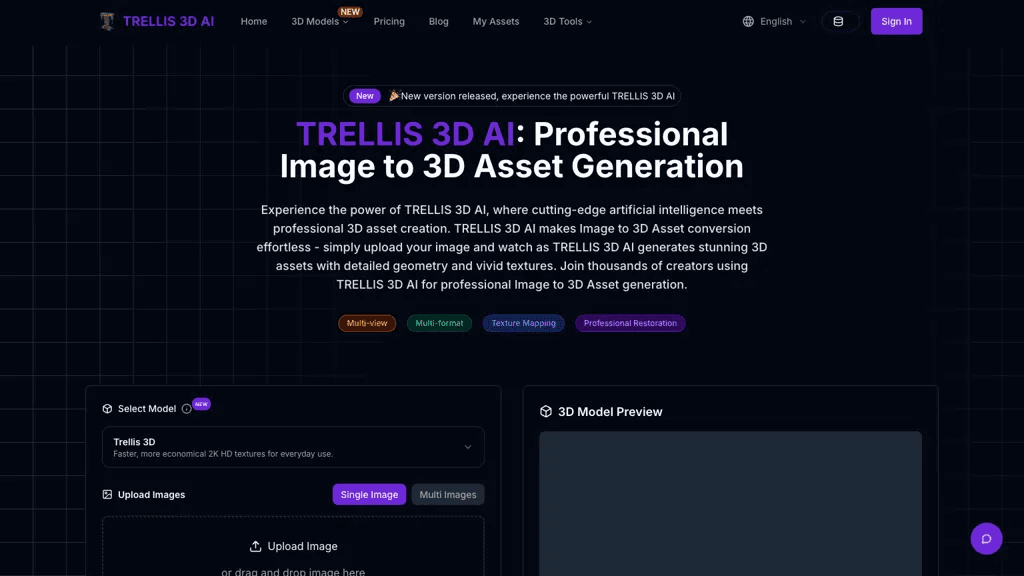 TRELLIS 3D AI 工具截图