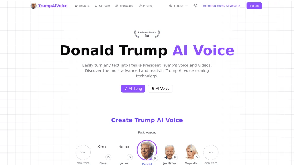 Trump AI Voice 工具截图