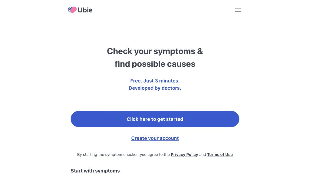 Ubie AI Symptom Checker 工具截图
