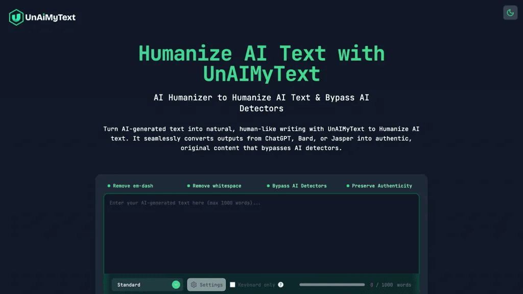 UnAIMyText 官网截图