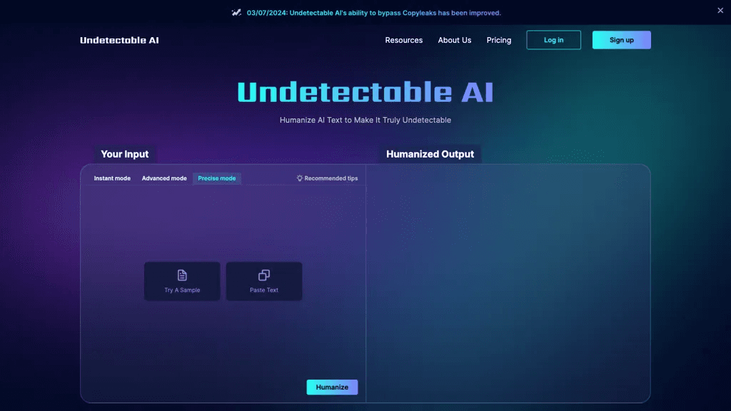 UndetectableAI 官网截图