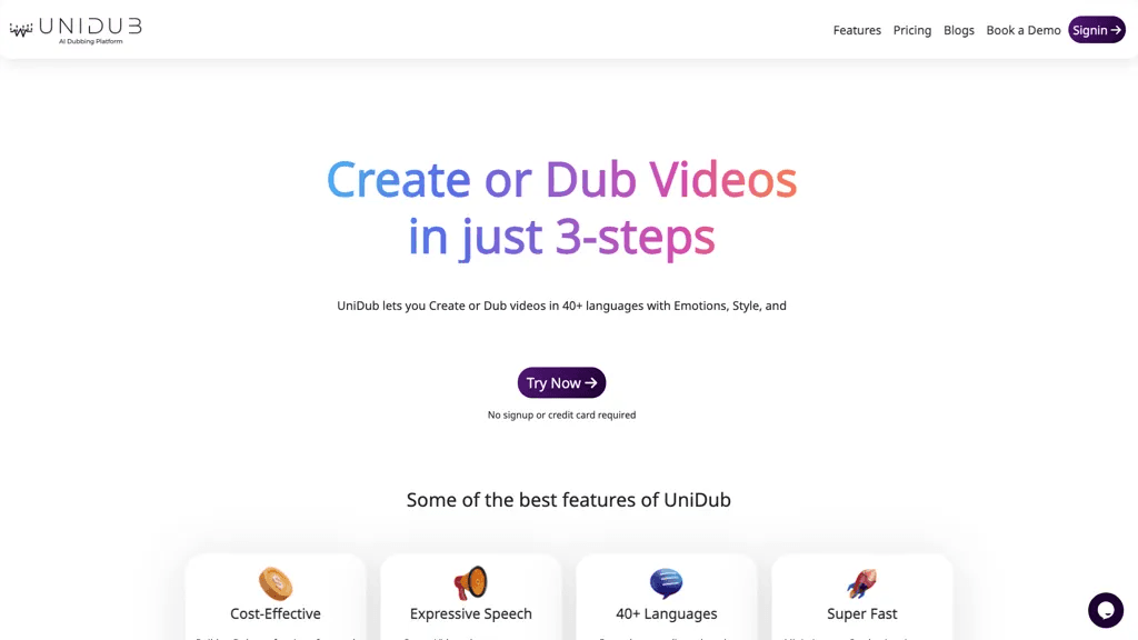 UniDub.co 官网截图