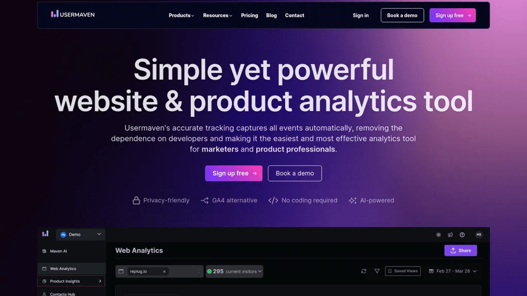 Usermaven 工具截图