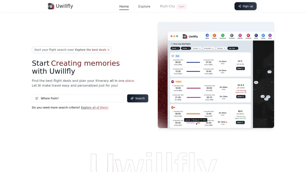 Uwillfly 官网截图