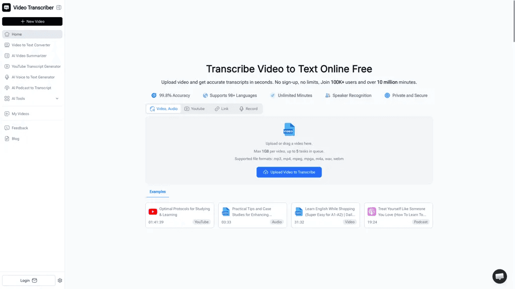 Video Transcriber AI 工具截图