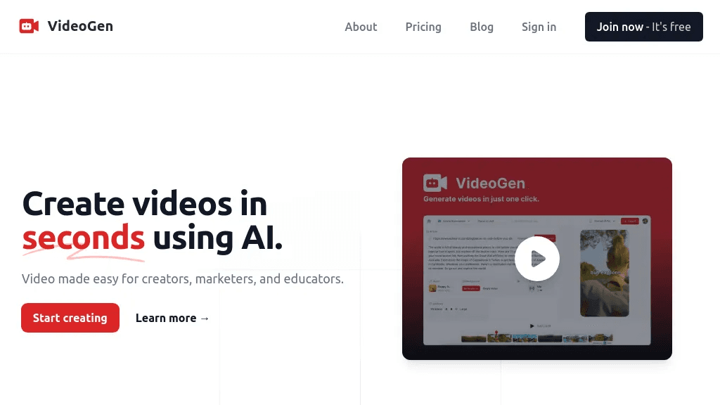 VideoGen.io 工具截图