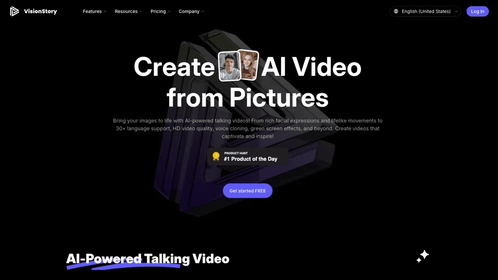 Visionstory ai 官网截图