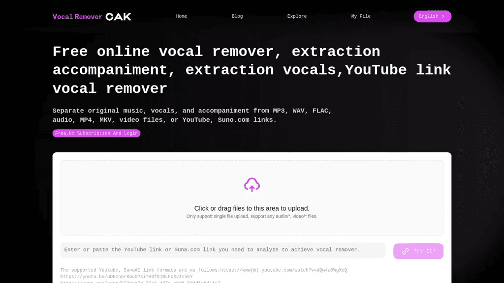 Vocal Remover Online 工具截图