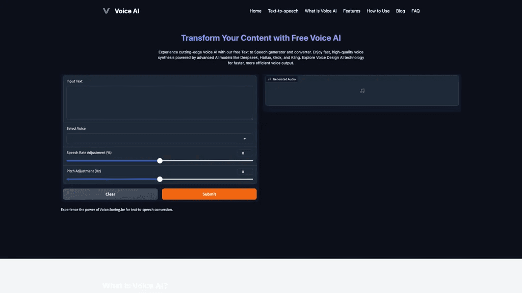 Voice Design AI 官网截图