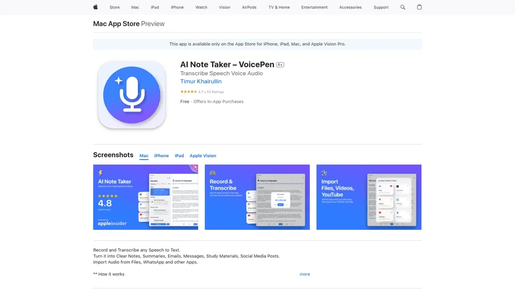 VoicePen App 官网截图