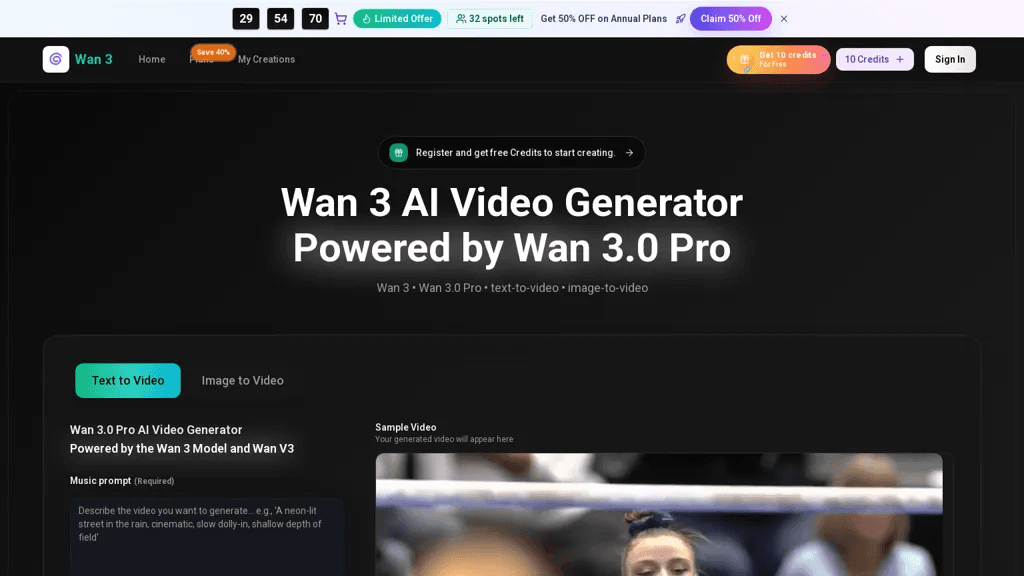 Wan3ai.app 官网截图