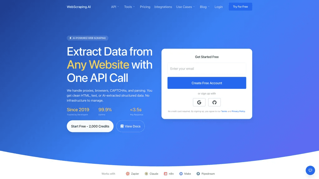 Webscraping.ai 官网截图