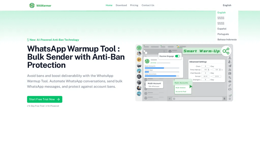 WhatsApp Warmup Tool 工具截图