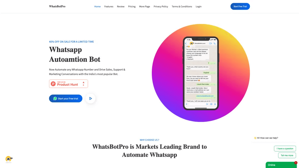 WhatsBotPro 官网截图