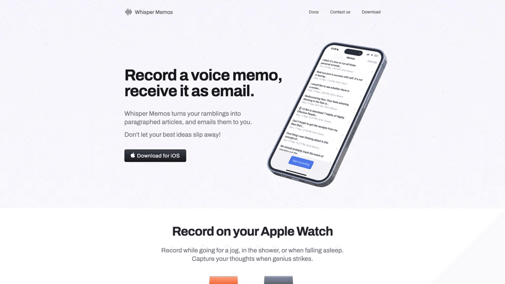Whisper Memos 官网截图