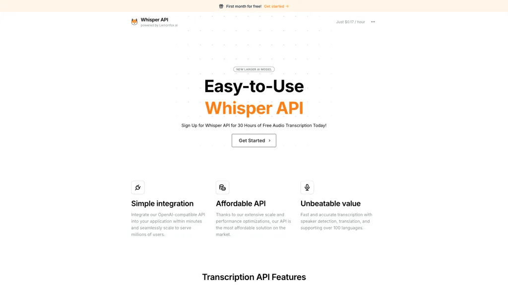WhisperAPI 官网截图