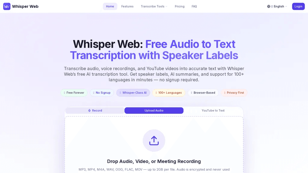 Whisper Web 官网截图
