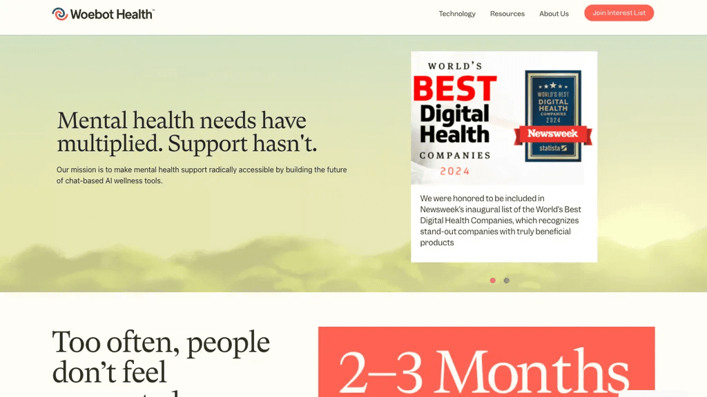 Woebot Health 官网截图