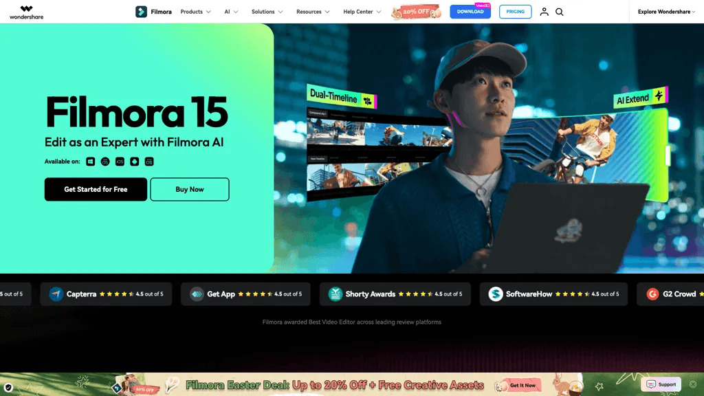 Wondershare Filmora 官网截图
