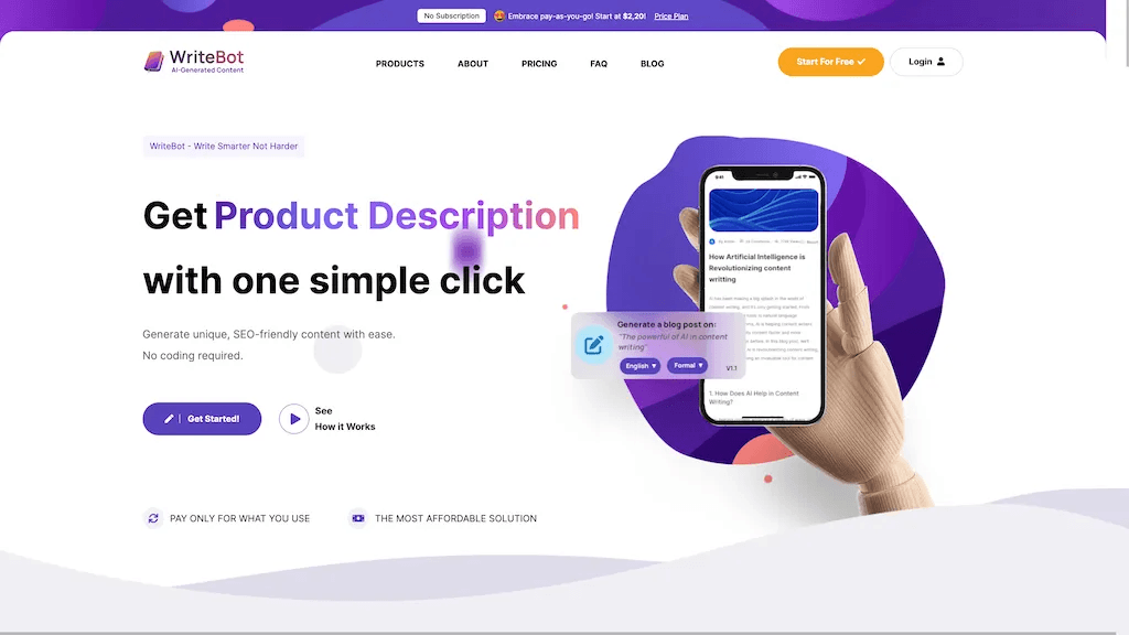 Writebot.io 工具截图