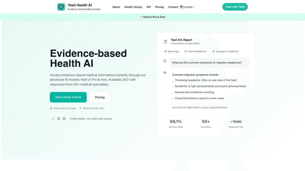 Yesil Health 官网截图