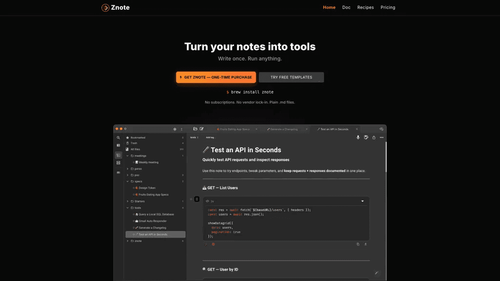 Znote ai 官网截图