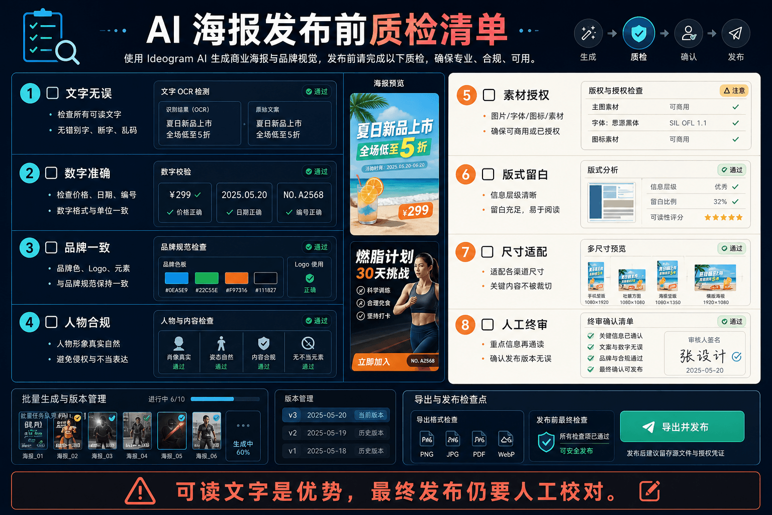 AI 海报发布前质检清单
