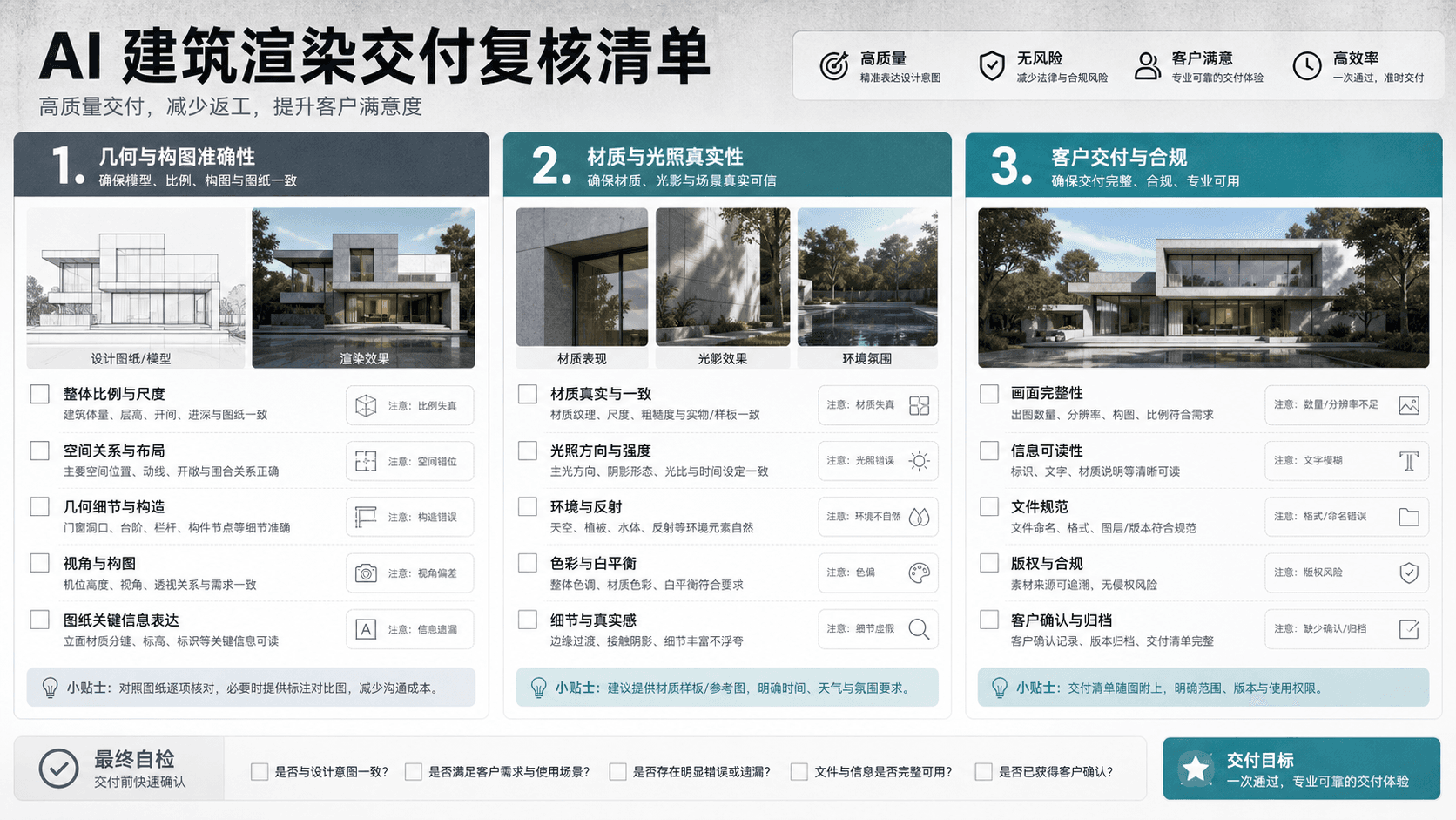 AI 建筑渲染交付复核清单